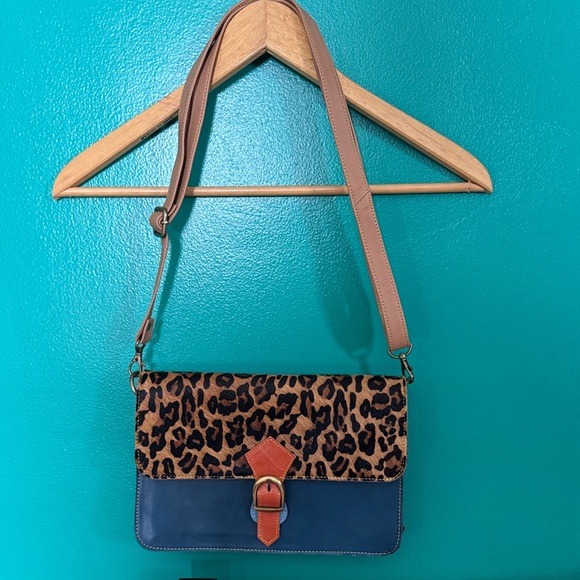 Handbags - 🦋🖤🐆🍊Leopard Print and Blue Shoulder Bag